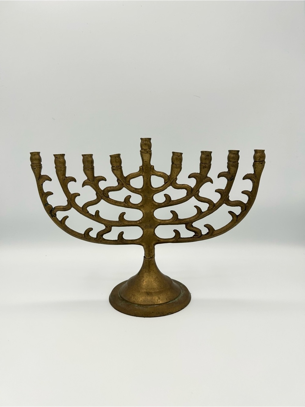 Vintage Brass Hanukkah Menorah 9 Branch Chanukkah